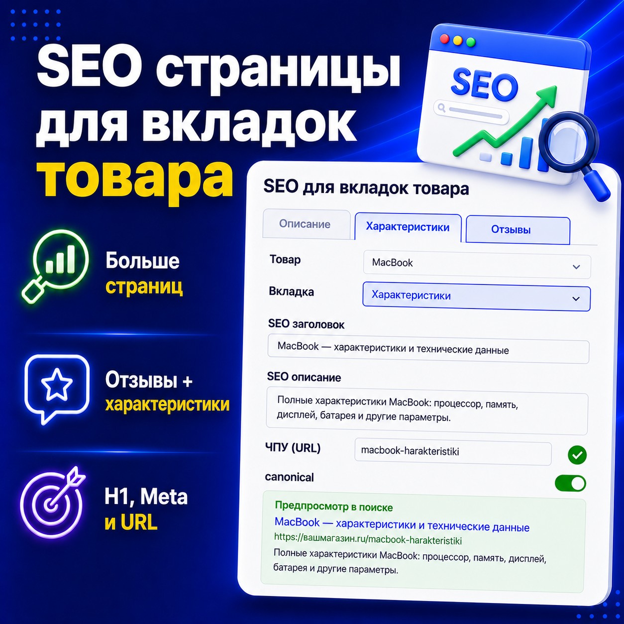 SEO Вкладки Товара